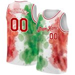 Custom Mexico Basketball Jersey with 3D Red-White Watercolored Design - Personalized Name and Number in Kelly Green Personalized