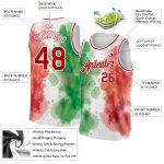 Custom Mexico Basketball Jersey with 3D Red-White Watercolored Design - Personalized Name and Number in Kelly Green Personalized