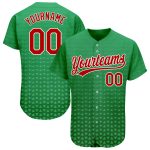 Custom Name and Number Authentic Baseball Jersey - Kelly Green Red-White 3D Pattern Design Personalized Kelly Green Red-White