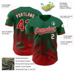 Custom Name and Number 3D Twinkle Star Baseball Jersey in Kelly Green Red-White Gradient Design Personalized Kelly Green