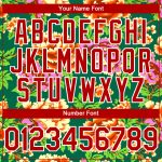 Custom Name and Number Baseball Jersey with 3D Flower Pattern in Kelly Green, Red & White - Authentic Northeast China Personalized