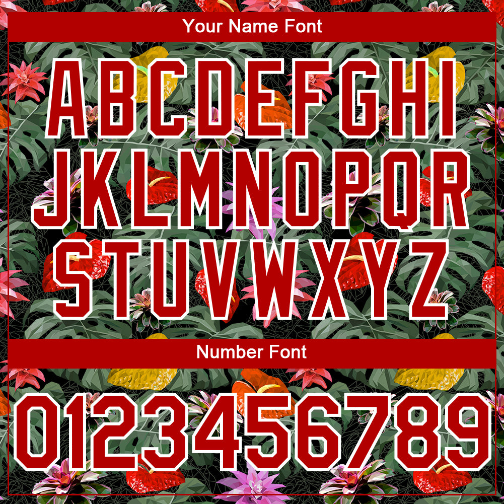 Personalized Kelly Green Red-White 3D Pattern Design Tropical Anthurium Flower Authentic Baseball Jersey Personalized Tropical Anthurium Flower 3D Pattern Baseball Jersey in Kelly Green Red-White Design Personalized Kelly Green - Image 5