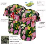 Custom Tropical Anthurium Flower Baseball Jersey - Personalized Kelly Green Red-White 3D Pattern with Name and Number Personalized