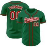 Personalized Authentic Baseball Jersey in Kelly Green with Red-White Accents Personalized Kelly Green Red-White Authentic