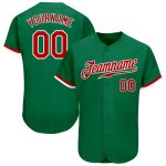 Custom Name Number Authentic Baseball Jersey Kelly Green Red White Personalized Kelly Green Red-White Authentic Baseball