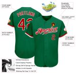 Custom Name Number Authentic Baseball Jersey Kelly Green Red White Personalized Kelly Green Red-White Authentic Baseball