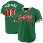 Custom Name Number Authentic Throwback Baseball Jersey in Kelly Green Red White - Personalized Team Jersey Personalized Kelly