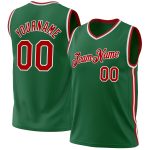 Personalized Authentic Throwback Basketball Jersey in Kelly Green Red-White Personalized Kelly Green Red-White Authentic