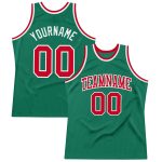Custom Personalized Kelly Green Red-White Basketball Jersey with Name and Number - Authentic Throwback Style Personalized