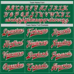 Custom Team Name and Number Kelly Green Red-White Varsity Letterman Bomber Full-Snap Jacket Personalized Kelly Green Red-White