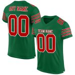 Custom Personalized Authentic Football Jersey in Kelly Green Red-White - Team Name & Number Personalized Kelly Green Red-White