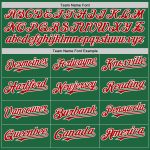 Custom Personalized Baseball Jersey in Kelly Green with Red-White Mesh, Team Name and Number, Authentic Throwback Style Personalized