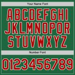 Custom Personalized Baseball Jersey in Kelly Green with Red-White Mesh, Team Name and Number, Authentic Throwback Style Personalized