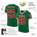 Custom Personalized Throwback Football Jersey - Kelly Green Red-White, Team Name & Number Personalized Kelly Green Red-White