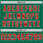 Custom Personalized Throwback Football Jersey - Kelly Green Red-White, Team Name & Number Personalized Kelly Green Red-White