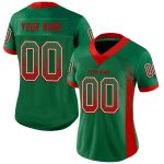 Custom Team Football Jersey with Name and Number - Personalized Kelly Green Red-White Mesh Drift Style Personalized Kelly