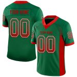 Custom Team Football Jersey with Name and Number - Personalized Kelly Green Red-White Mesh Drift Style Personalized Kelly