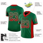 Custom Team Football Jersey with Name and Number - Personalized Kelly Green Red-White Mesh Drift Style Personalized Kelly