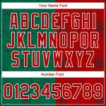 Personalized Mexico 3D Bomber Varsity Letterman Jacket in Kelly Green Red-White Personalized Kelly Green Red-White Mexico