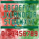 Custom Name and Number Mexico Bomber Jacket with Red-White Watercolor Splashes, Kelly Green, 3D Varsity Letterman Design