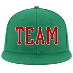 Custom Name Number Adjustable Snapback Hat - Personalized Kelly Green Red White Stitched Cap Personalized Kelly Green Red-White