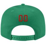 Custom Name Number Adjustable Snapback Hat - Personalized Kelly Green Red White Stitched Cap Personalized Kelly Green Red-White