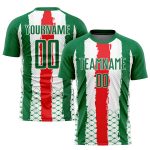 Personalized Mexico Soccer Jersey - Kelly Green Red-White Sublimation Uniform Personalized Kelly Green Red-White Sublimation
