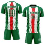 Personalized Mexico Soccer Jersey - Kelly Green Red-White Sublimation Uniform Personalized Kelly Green Red-White Sublimation