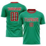 Custom Mexico Soccer Jersey Sublimation with Personalized Name and Number - Kelly Green Red-White Team Uniform Personalized