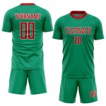 Custom Mexico Soccer Jersey Sublimation with Personalized Name and Number - Kelly Green Red-White Team Uniform Personalized