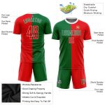 Custom Portuguese Flag Soccer Jersey Personalized Name Number - Kelly Green Red-White Sublimation Team Uniform Personalized