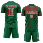 Custom Team Soccer Jersey with Personalized Name and Number - Kelly Green Red-White Sublimation Design Personalized Kelly