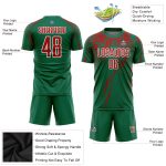 Custom Team Soccer Jersey with Personalized Name and Number - Kelly Green Red-White Sublimation Design Personalized Kelly