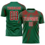 Custom Team Soccer Jersey with Personalized Name and Number - Kelly Green Red-White Sublimation Design Personalized Kelly