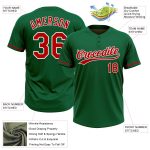 Personalized Unisex Softball Jersey in Kelly Green with Red and White Two-Button Design Personalized Kelly Green Red-White