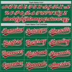 Custom Name Number Softball Jersey Two-Button Unisex in Kelly Green Red-White | Personalized Team Apparel Personalized Kelly