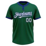 Custom Name Number Unisex Softball Jersey Kelly Green Royal Pinstripe Two-Button Design Personalized Team Apparel Personalized