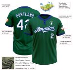 Custom Name Number Unisex Softball Jersey Kelly Green Royal Pinstripe Two-Button Design Personalized Team Apparel Personalized