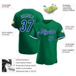 Custom Name and Number Kelly Green Royal-White Authentic Baseball Jersey - Personalized Team Apparel Personalized Kelly Green