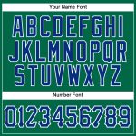 Custom Team Name and Number Personalized Sleeveless Baseball Jersey in Kelly Green and Royal-White Personalized Kelly Green