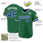 Custom Name Number Authentic Throwback Baseball Jersey in Kelly Green Royal White - Personalized Team Jersey Personalized