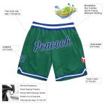 Custom Team Name and Number Kelly Green Royal-White Basketball Shorts - Authentic Throwback Style Personalized Kelly Green