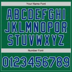 Custom Name and Number Varsity Bomber Jacket in Kelly Green Royal-White, Full-Snap Letterman Style Personalized Kelly Green