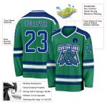 Personalized Kelly Green Hockey Jersey - Royal-White Design for Fans and Players Personalized Kelly Green Royal-White Hockey