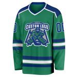 Personalized Kelly Green Hockey Jersey - Royal-White Design for Fans and Players Personalized Kelly Green Royal-White Hockey