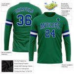 Custom Name and Number Long Sleeve Performance T-Shirt - Kelly Green Royal-White Salute to Service Design Personalized Kelly