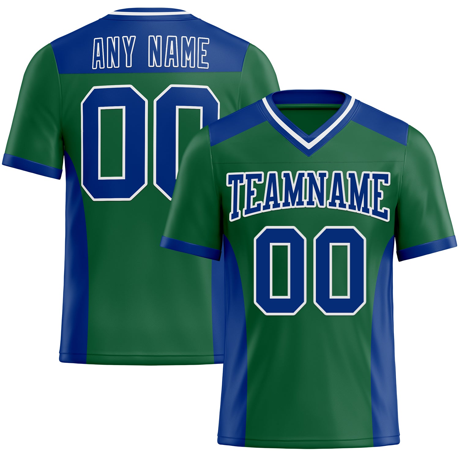 Personalized Kelly Green Football Jersey - Authentic Royal-White Mesh Design Personalized Kelly Green Royal-White Mesh Authentic