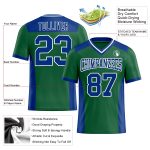 Personalized Kelly Green Football Jersey - Authentic Royal-White Mesh Design Personalized Kelly Green Royal-White Mesh Authentic