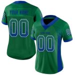 Custom Name and Number Football Jersey - Personalized Kelly Green Royal-White Mesh Drift Style Personalized Kelly Green Royal-White