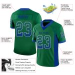 Custom Name and Number Football Jersey - Personalized Kelly Green Royal-White Mesh Drift Style Personalized Kelly Green Royal-White